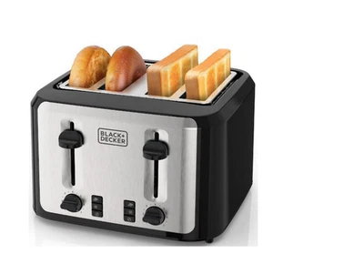 BLACK+DECKER Black/Silver 4‑Slice Toaster, 7 Adjustable Shade Settings - Image 1 of 4