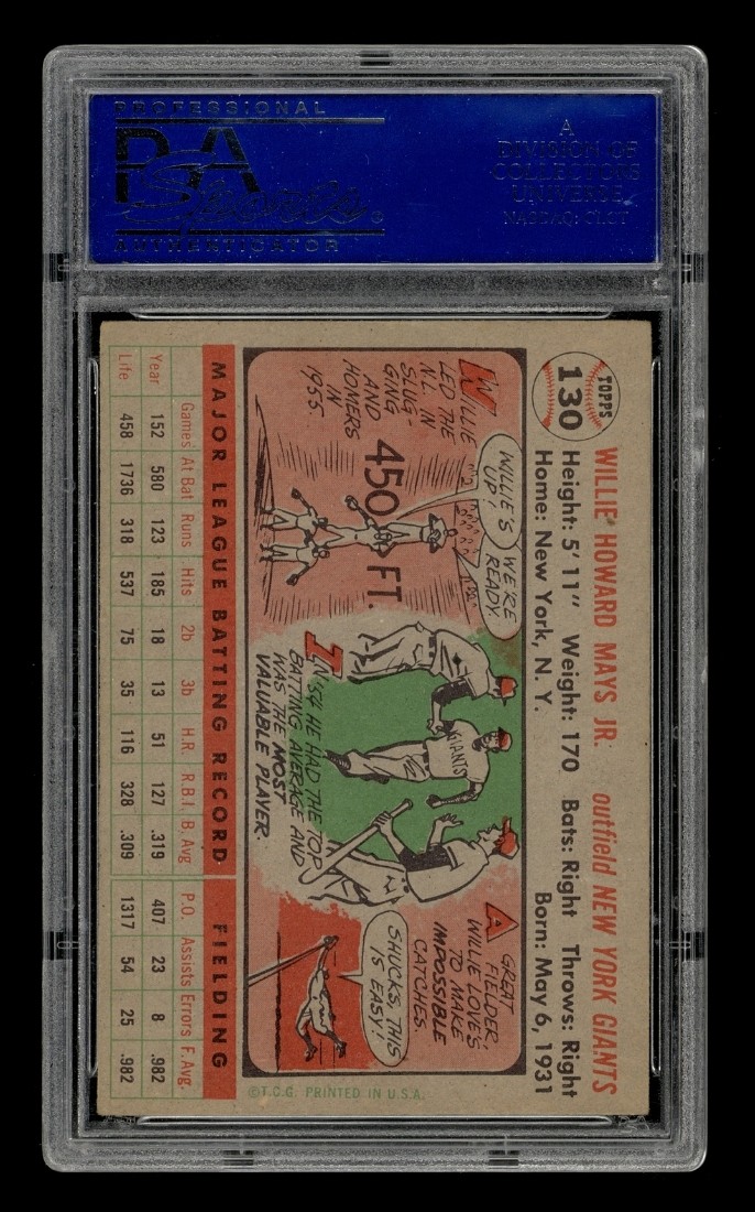 1956 Topps Set-Break #130 Willie Mays PSA 5 EX view 2