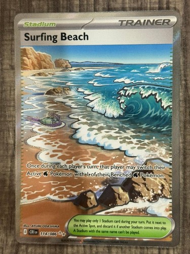 Surfing Beach 114/086 Ultra Rare Chaos Rising Pokemon Holo NM