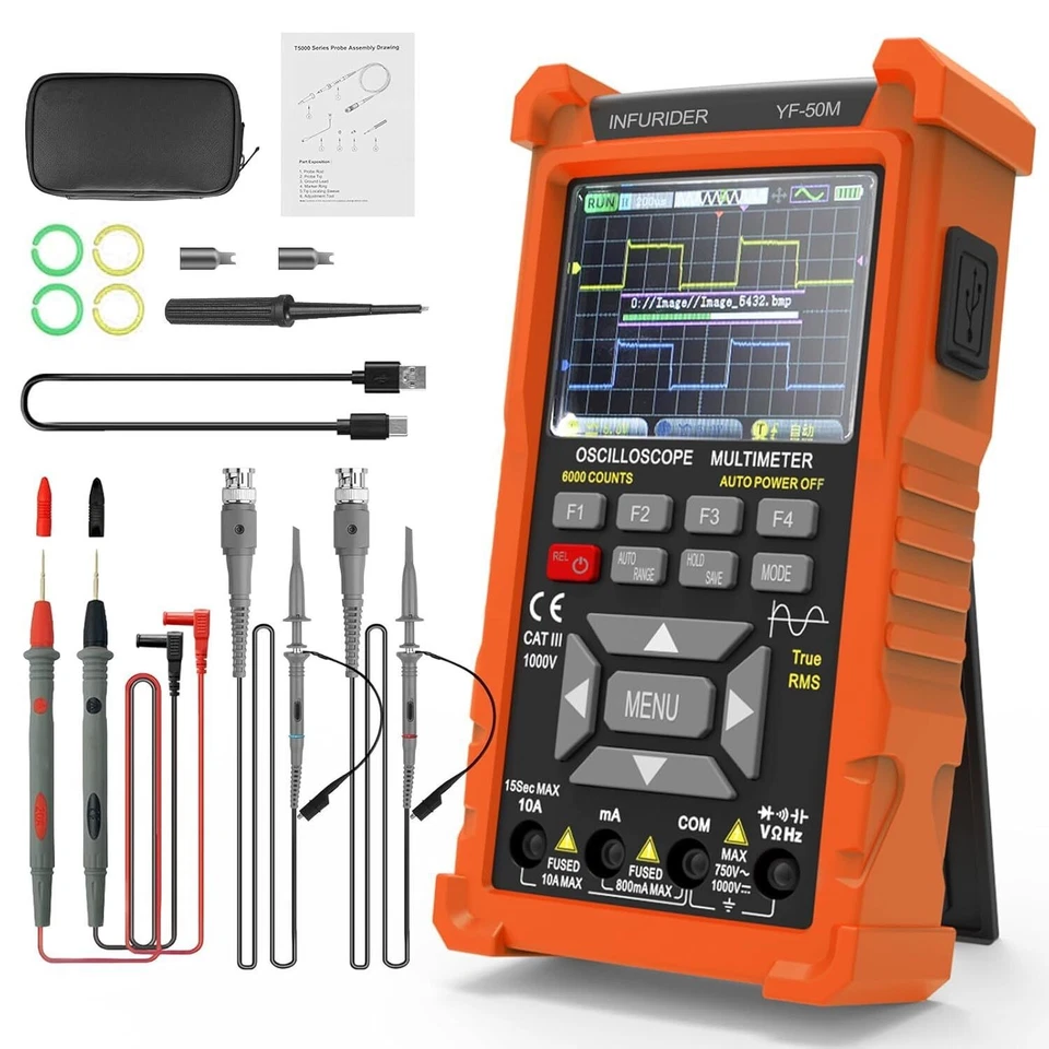 BTMETER Handheld-Oszilloskop Multimeter Signalgenerator 3-in-1 Zweikanal 50 MHz Bandbrei