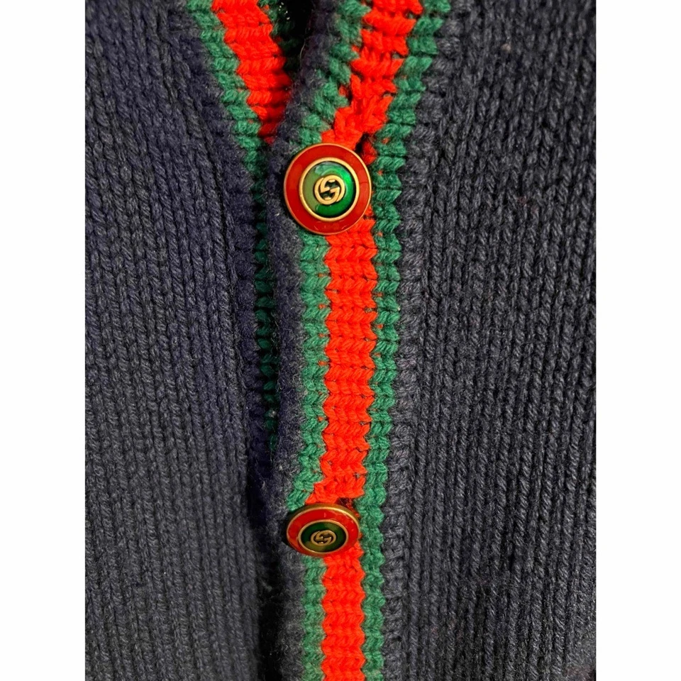 Gucci Oversized Cable Knit Cardigan Size M Navy - Image 2 of 2