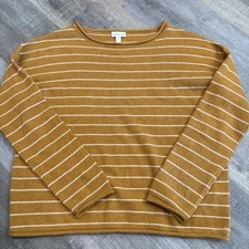 Garnet Hill Essential Cashmere Boatneck Sweater Womens S Quiet Luxury Stripe