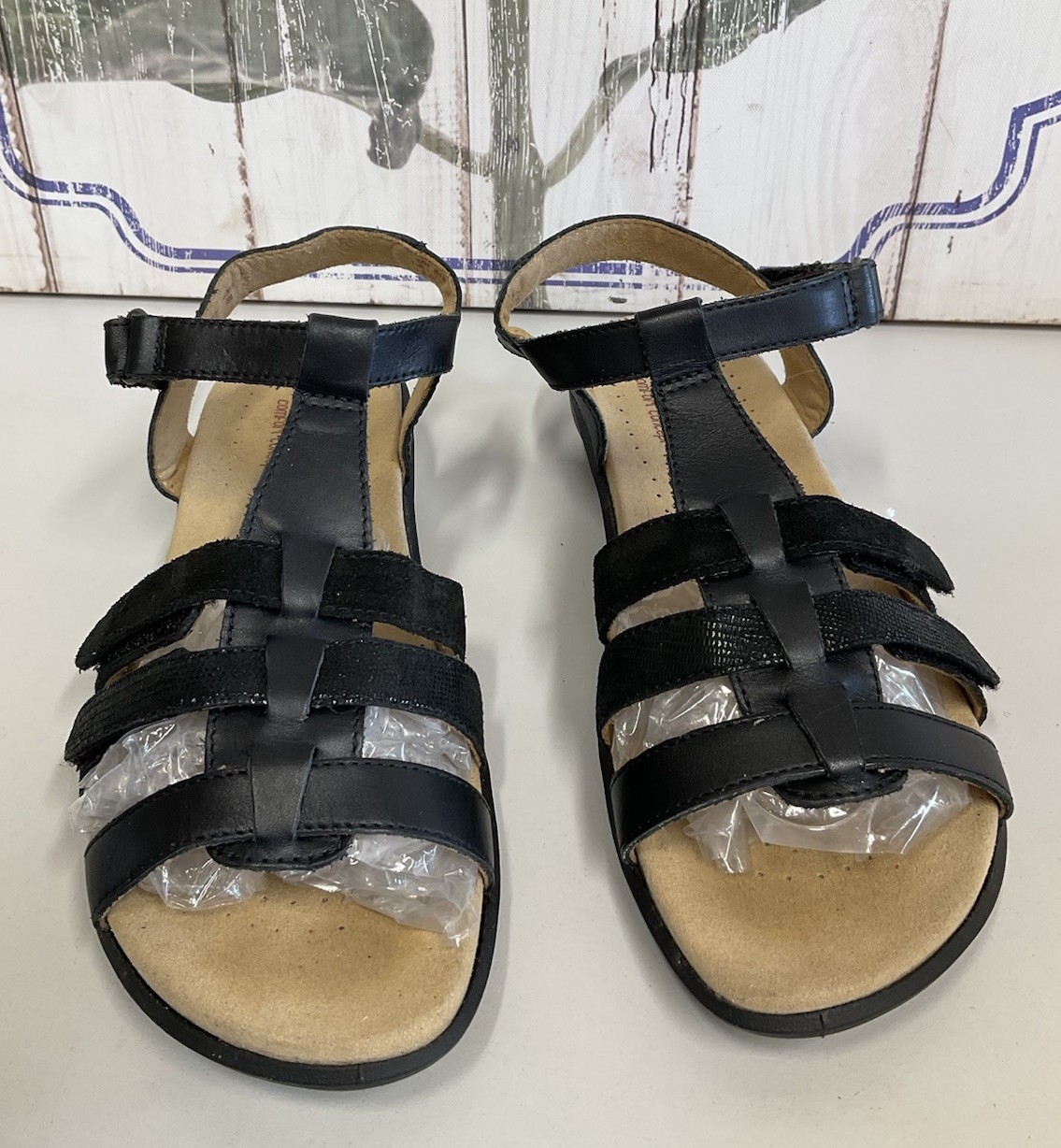 SAOLA Sandali aperti Hotter SOL Comfort Concept in pelle nera con punta aperta UK 4 5 EUR 37 5
