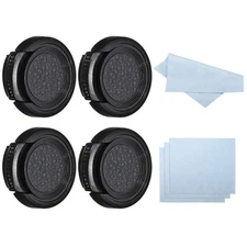 25mm Lens Cap, 4 Pack Sides Pinch Snap Camera Lens Cover for Front Lens, Black