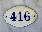 Vintage Porcelain Number Sign ~ 416