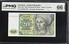 Germany Federal Republic 20 Deutsche Mark 1970 P 32 a GEM UNC PMG 66 EPQ
