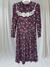 VTG Jessica McClintock Gunne Sax Floral Cottagecore Prairie Dress XXS 32  /28  