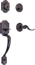 Amazon Basics Front Door Lock Set, Handleset with Shelby Lever, Single Cylinder,