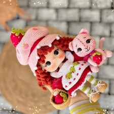 Strawberry Doll Crochet, Handmade Crochet Amigurumi Doll Gift, Amigurumi Doll