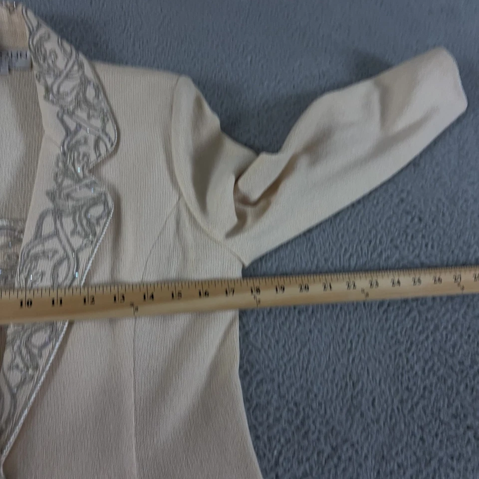 Blazer feminino vintage St John noite 8 por Marie cinza jaqueta Santana malha enfeitada - Imagem 3 de 4