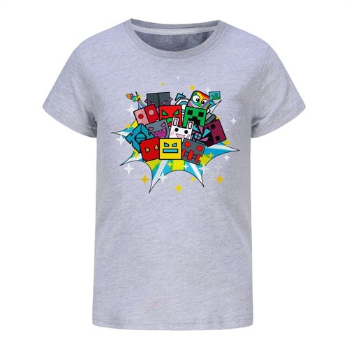 Geometry Dash 5-13 year old boy T-shirt fashionable 100% pure cotton T-shirt - Picture 19 of 29