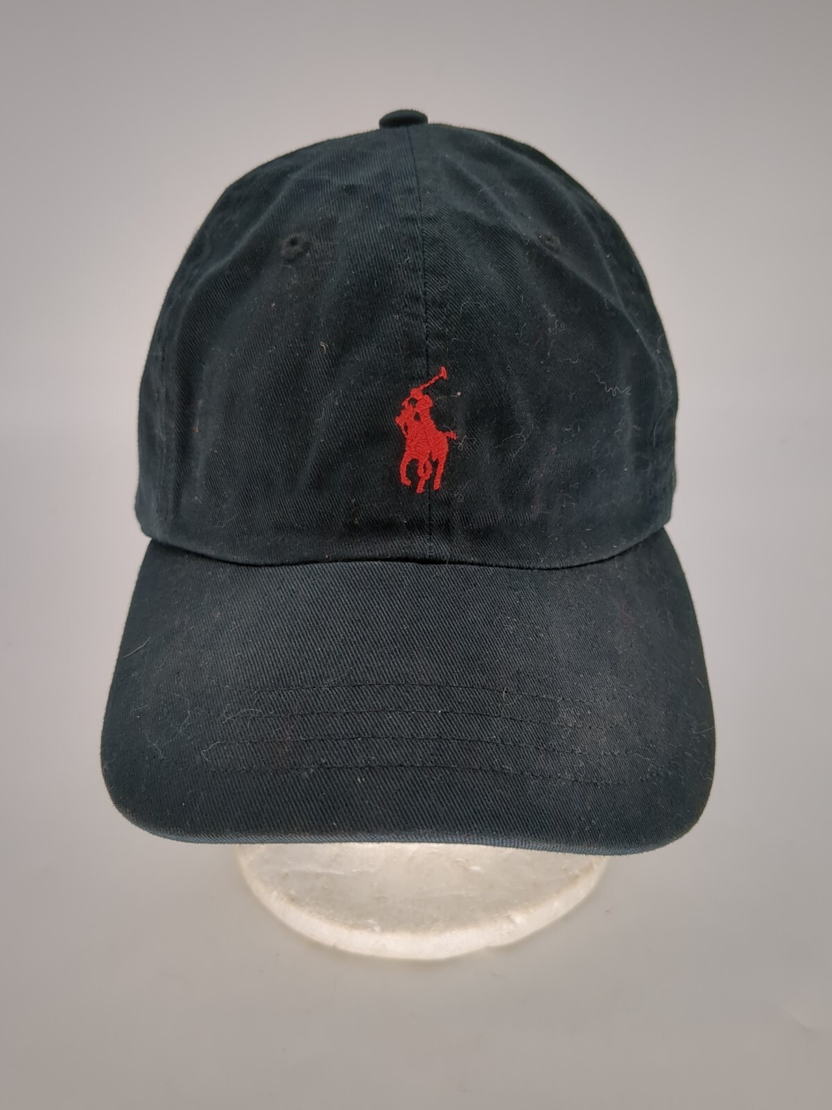 PONY Polo Ralph Lauren nera cappello papà regolabile con cinturino rosso logo ricamato #1