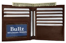 Genuine Leather Large Hipster Bifold Credit Card Id Men's Wallet Euro Brown 155