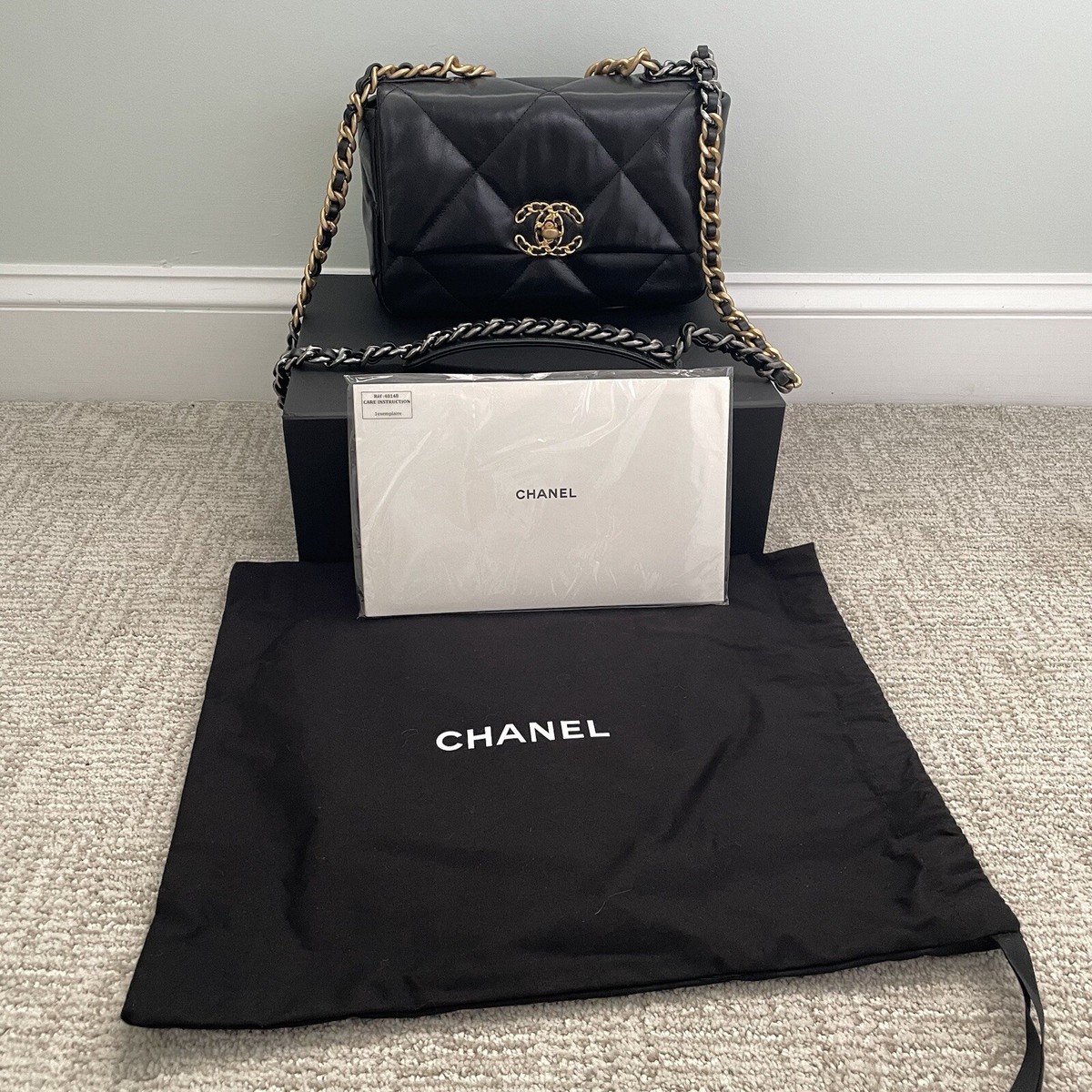 Chanel Small 19 20S Flap Bag Black Goatskin BRAND NEW PRISTINE | eBay