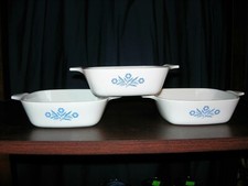 THREE CORNING Petite Pan P-41 CORNFLOWER BLUE ~ 