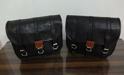 Black Leather Saddlebags Motorcycle Side Pouch  Panniers 2Bag JMB TRADE MARK