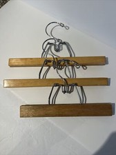 Vintage Lot of 3 Wooden Slacks Hangers9" And 11  Pants Skirts Trousers Hanger