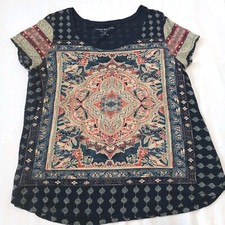 LUCKY BRAND Women's V Neck Floral Cotton Modal Casual Everyday Comfort Top 1X