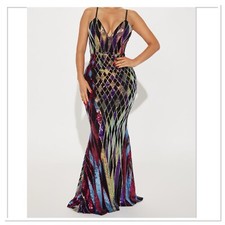 Fashion Nova Multi Colored Sequin Dress