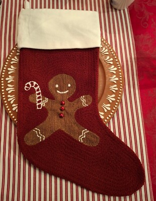 Pottery Barn Holiday Icons Mr. Spice Gingerbread Crewel Christmas Stocking
