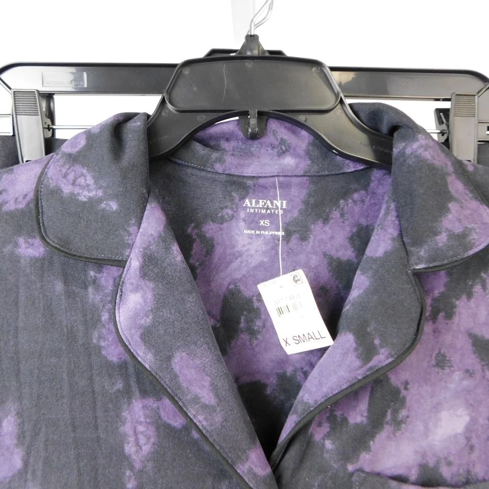Juego de pijama Alfani ultra suave estampado cuello muesca - púrpura tie dye, XS #7334 Foto 4 de 4