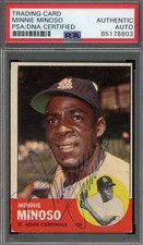 Minnie Minoso PSA DNA Vintage Signed 1963 Topps Autograph