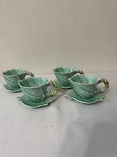 BLUE SKY CERAMICS Shell Figural Cup/Saucer set of 4