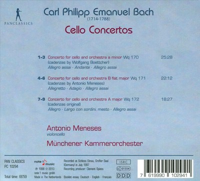 ANTONIO MENESES / MÜNCHENER KAMMERORCHESTER C.P.E. BACH: CELLO CONCERTOS NEW CD