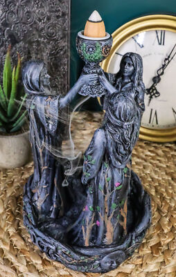 Ebros Triple Goddess Maiden Mother & Crone Backflow Cone Incense Burner