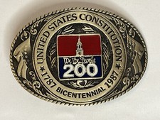 USA We The People 200 Bicentennial Belt Buckle Texoma Leather  Brass No. 1716