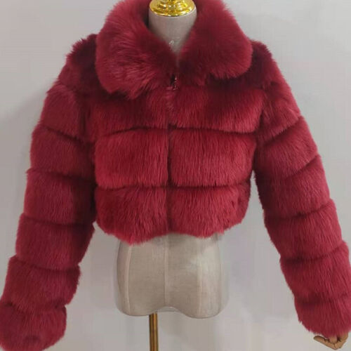 Women Luxury Fluffy Faux Fox Fur Coat Jacket Short Cardigan Winter Warm Outwear - Picture 26 of 35