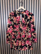 Free People Dress 0 / 2XS Women Pink Keyhole Floral Pleated Long Sleeve Mini