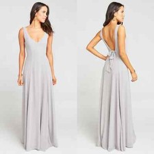 Show Me Your Mumu Jenn Maxi Dress in Dove Grey Chiffon Women's Size S