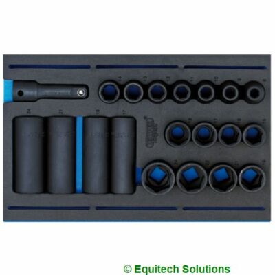 Draper Expert 63487 Schlagschrauber Steckschlüsselsatz 1/2 Zoll Quadrat Antrieb EVA Einsatzfach, 20 Stck.