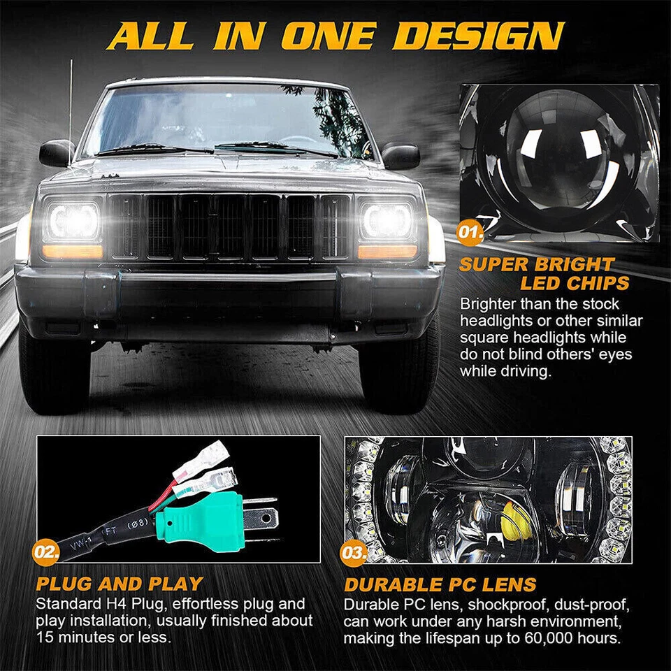 2x Faros LED intermitente DRL para camioneta Toyota para carrocería dura 5x7 7x6" Foto 2 de 4