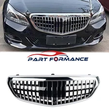 Front Grille Silver w/ CAMERA HOLE For 2013-2016 M-Benz W212 facelift E-CLASS
