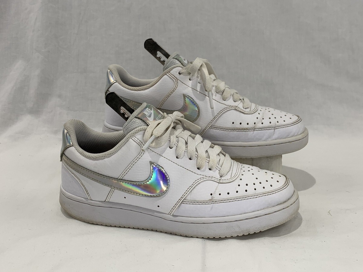Nike Court Vision Low White/Iridescent/Silver 関税送料込 Nike Court Vision Low White/Rainbow/Silver Women's Shoes