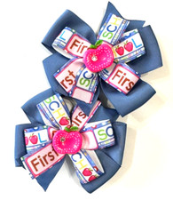 Beautiful First Day of School inspired pigtail hair bows for girls.