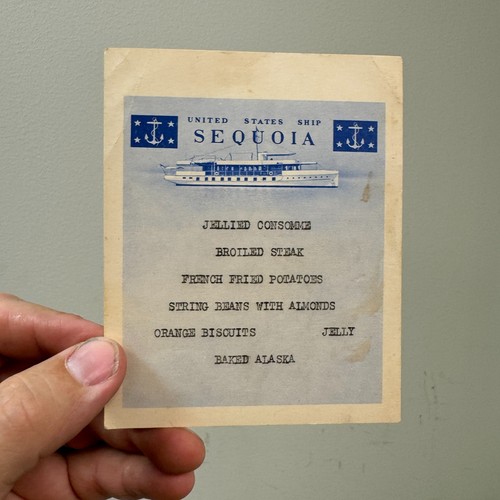 Vintage U.S.S. Sequoia - Presidential Yacht - Typed MENU Card - President - 第 1/6 張圖片