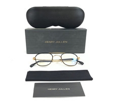 Henry Jullien Eyeglasses Frames AUTEUIL C56P03 Black Yellow Gold Plate 46-24-145