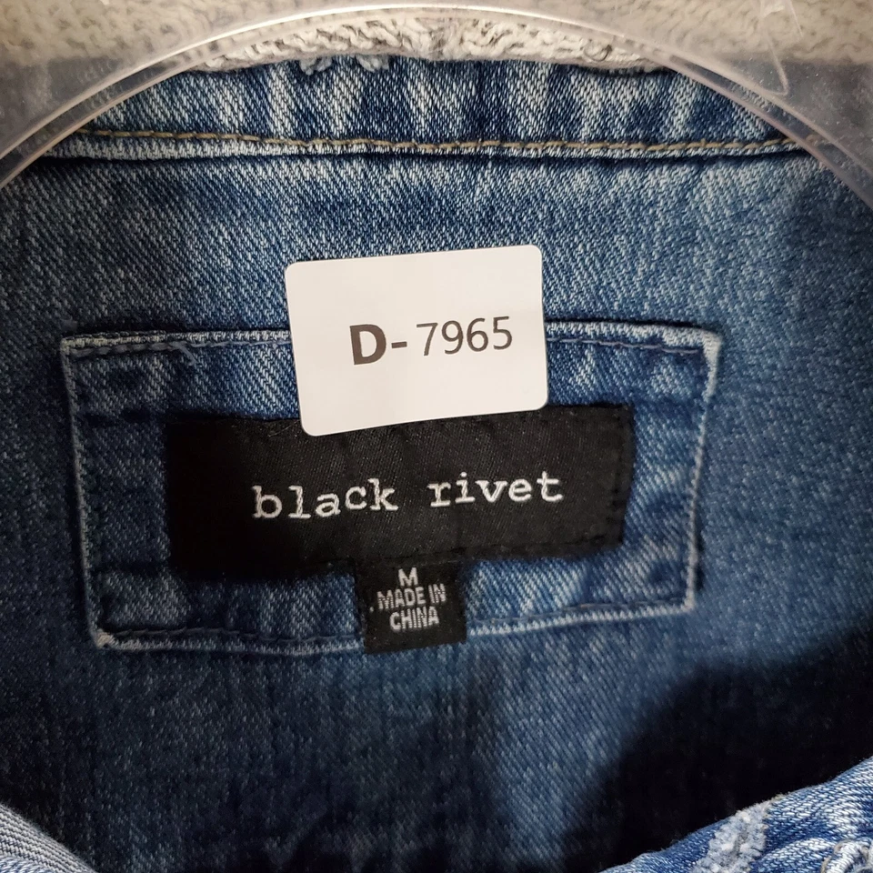 Черная заклепка женщин куртка средний синий джинсовой ткани укороченный искусственно состаренный с капюшоном толстовка - Изображение 2 из 4