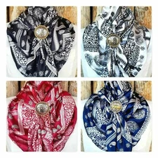 Wild Rag Scarf Western Cowboy Buckaroo Scarves Bandana Silky retro Paisley