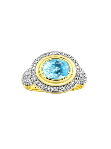 RYLOS Ring: Gemstone & Diamonds, Classic Design, Gold Plated Silver, Sizes 5-10 - Picture 9 of 26