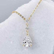 2ct Lab Created Necklace VS1 D Colour Excellent Cut 18K Gold Diamond Test Pass