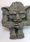 Vintage Stone Garden Gargoyle Sitting Crouching Greystone 7" Gothic Mythical