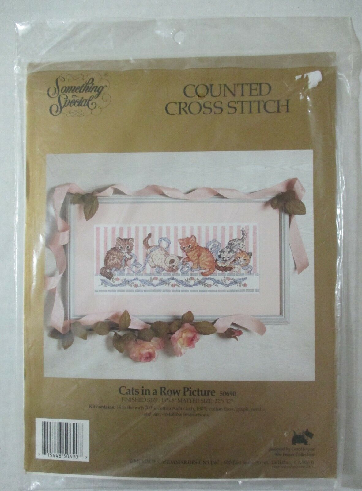 NEW VINTAGE SOMETHING SPECIAL *CATS IN A ROW* COUNTED CROSS STITCH KIT #50690