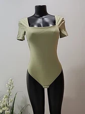 Popilush Sz M The Shapewear Women Bodysuit Square Neck  Pistachio Color..