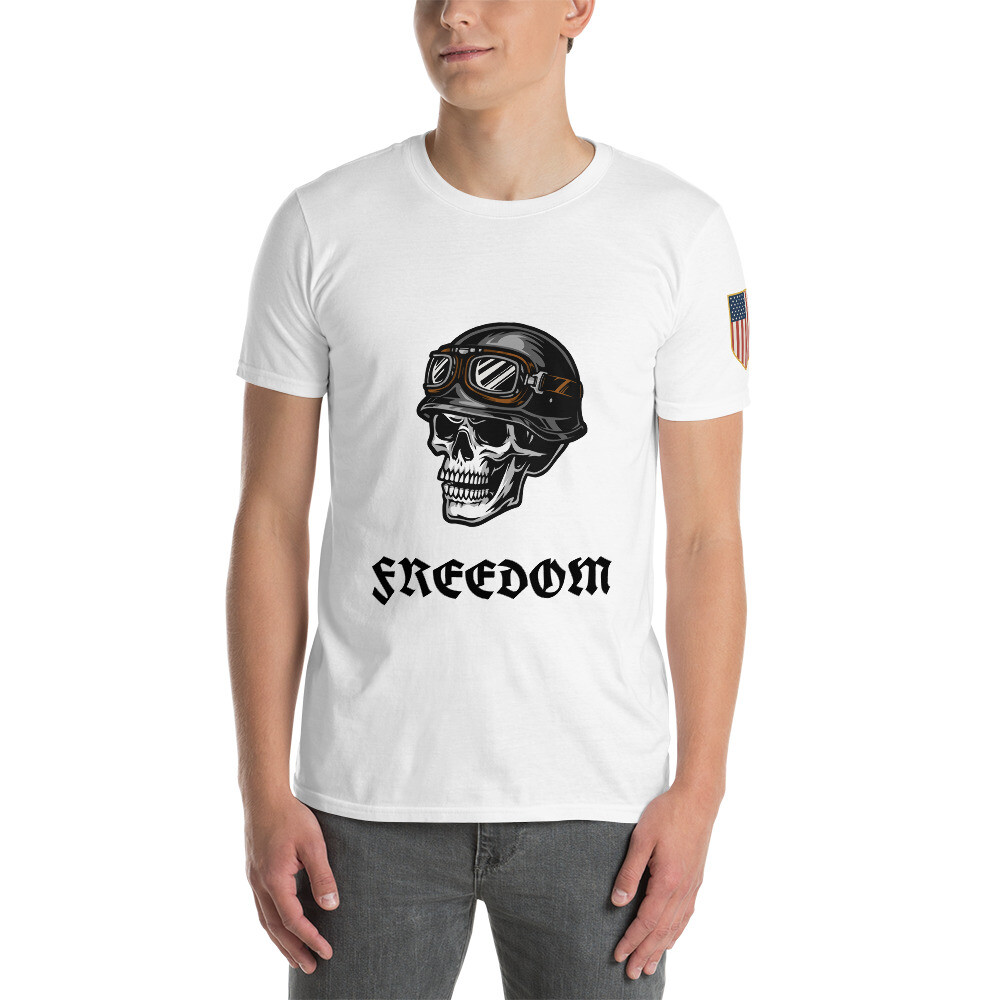 【関税・送料込】Distressed skull rider printed t-shirts-1166 Motorcycle Tshirt Skull Rider Flag Short Sleeve Unisex T