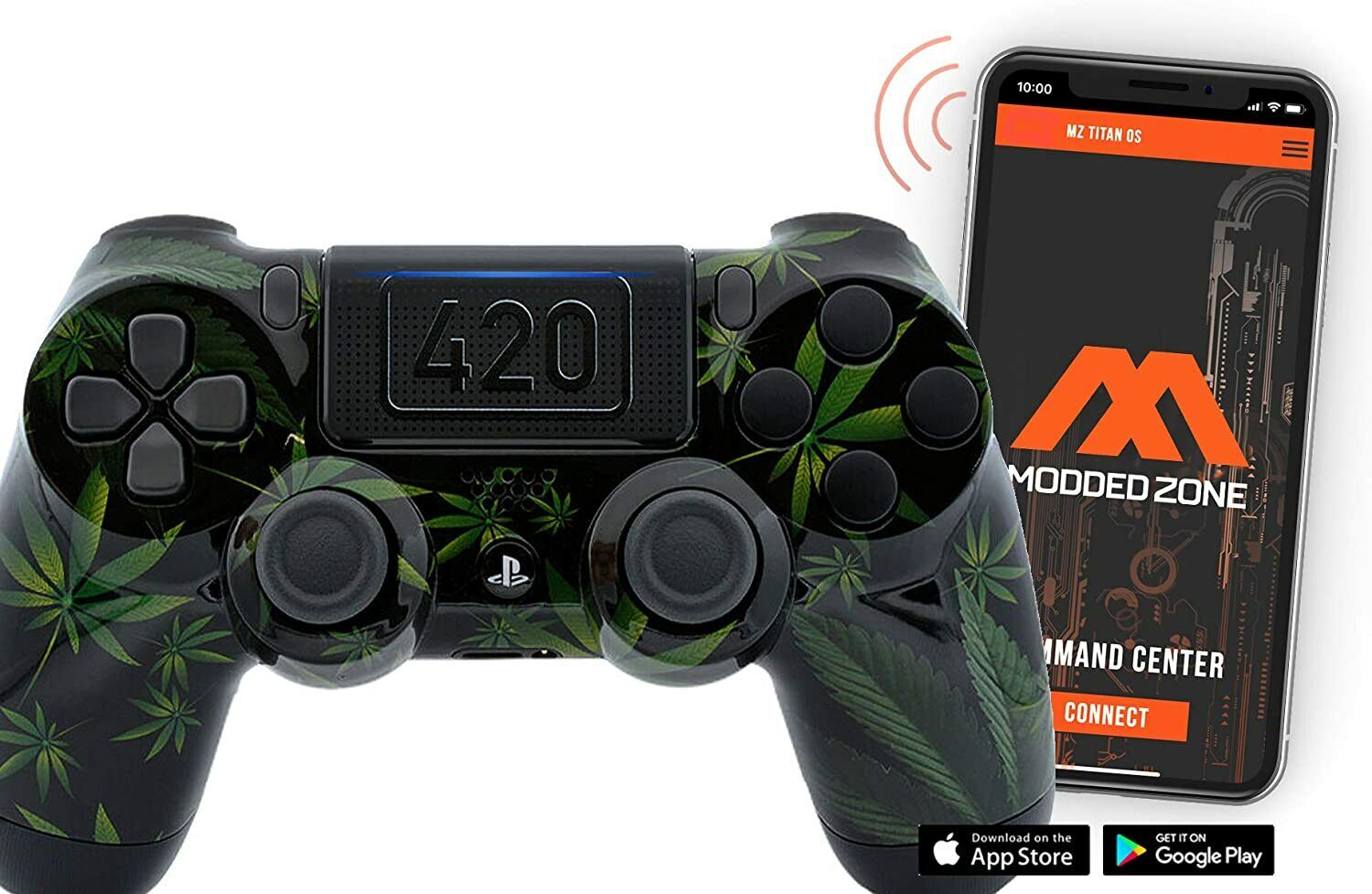 &#034;420 Black&#034; PS4 SMART Custom Fire Modded Controller.Mods for FPS games.