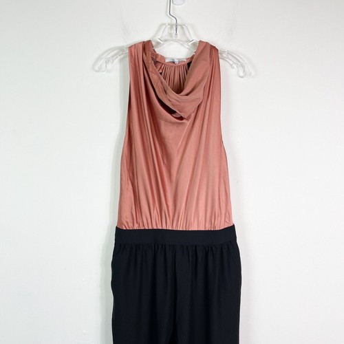 Reiss NWOT Women's Harley Drape Bow Back Jumpsuit Black Coral Mauve Size 6 - Picture 5 of 7